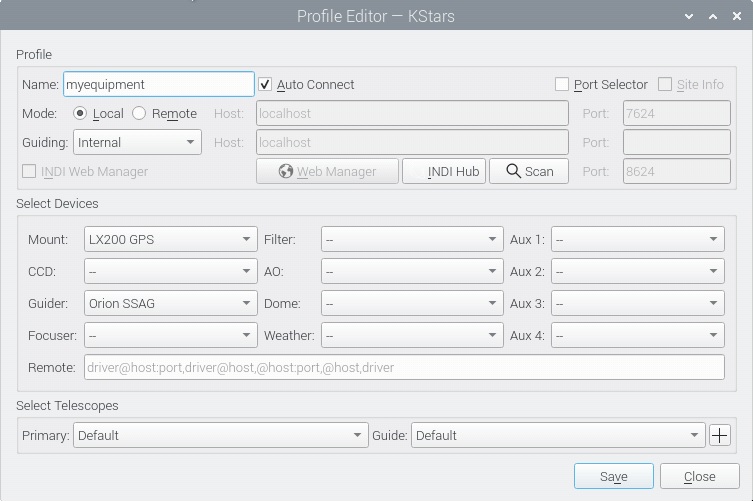Profile Editor for LX200GPS